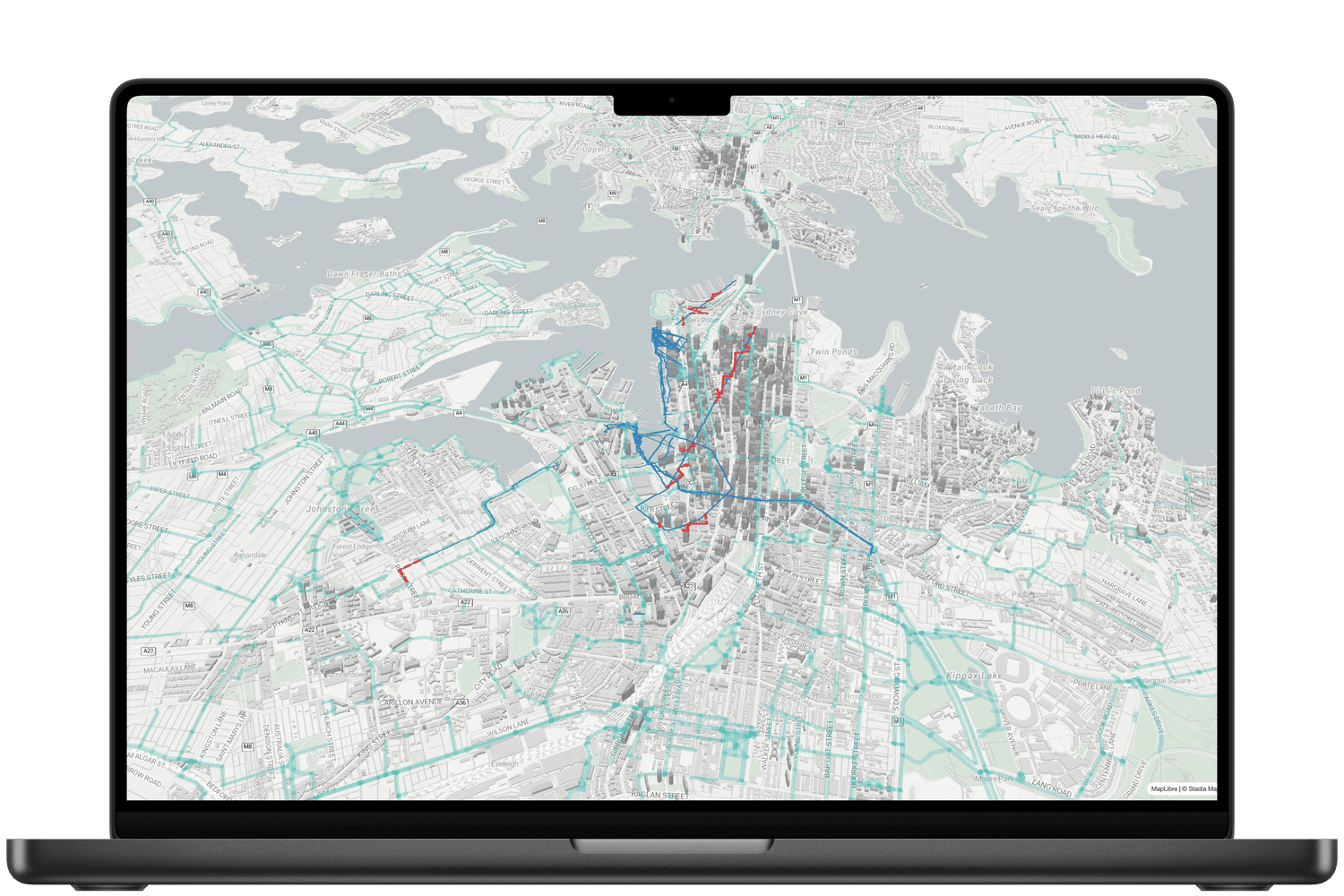Government dashboard showing cycling demand heatmap across a city